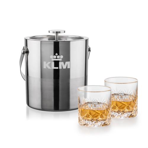 Corporate Gifts - Barware - Gift Sets - Catania Ice Bucket & Park Lane On-the-Rocks Set