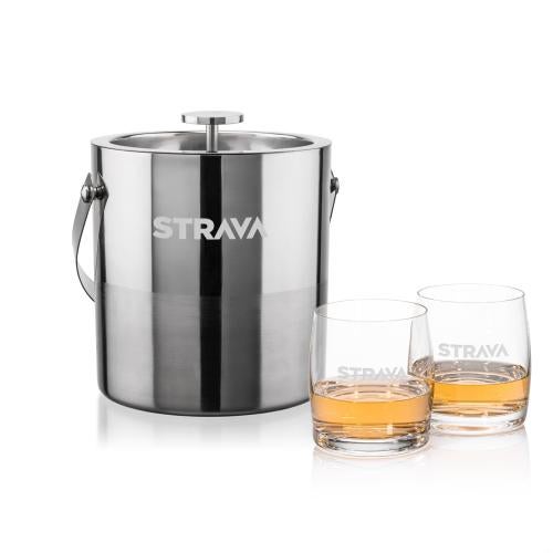 Corporate Gifts - Barware - Gift Sets - Catania Ice Bucket & Valemount On-the-Rocks Set
