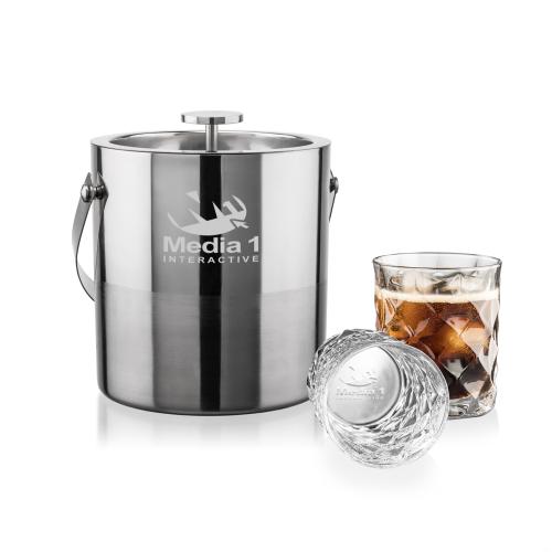 Corporate Gifts - Barware - Gift Sets - Catania Ice Bucket & Woodward On-the-Rocks Set