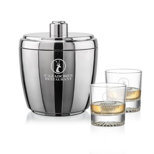 Corporate Gifts - Barware - Ice Buckets - Pescara Ice Bucket & Romford On-the-Rocks Set