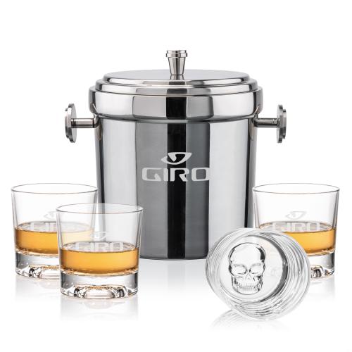 Corporate Gifts - Barware - Gift Sets - Milano Ice Bucket & Delrina Scull On-the-Rocks Set