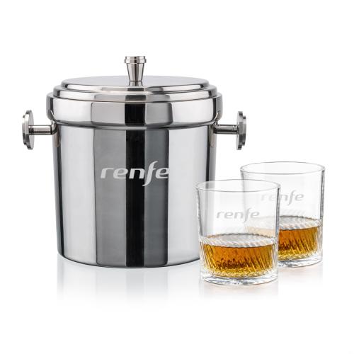 Corporate Gifts - Barware - Ice Buckets - Milano Ice Bucket & Drysdale On-the-Rocks Set