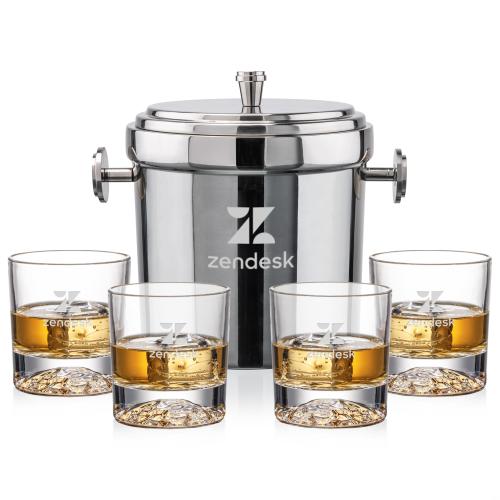 Corporate Gifts - Barware - Ice Buckets - Milano Ice Bucket & Heathfield On-the-Rocks Set