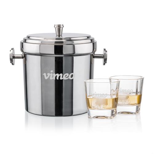 Corporate Gifts - Barware - Ice Buckets - Milano Ice Bucket & Kansas On-the-Rocks Set