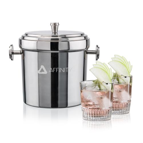Corporate Gifts - Barware - Ice Buckets - Milano Ice Bucket & Newkirk On-the-Rocks Set