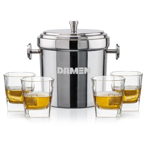 Corporate Gifts - Barware - Ice Buckets - Milano Ice Bucket & Sterling On-the-Rocks Set