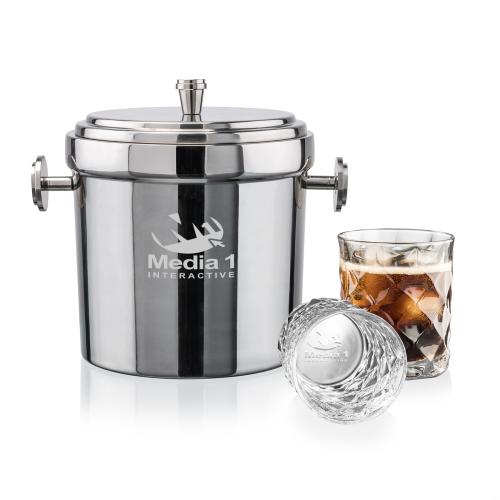Corporate Gifts - Barware - Gift Sets - Milano Ice Bucket & Woodward On-the-Rocks Set