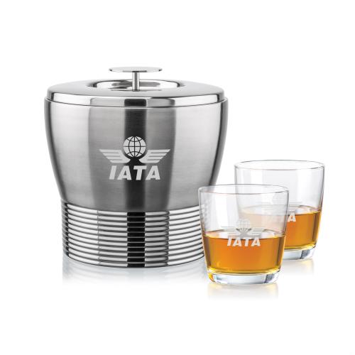 Corporate Gifts - Barware - Ice Buckets - Genoa Ice Bucket & Carberry On-the-Rocks Set