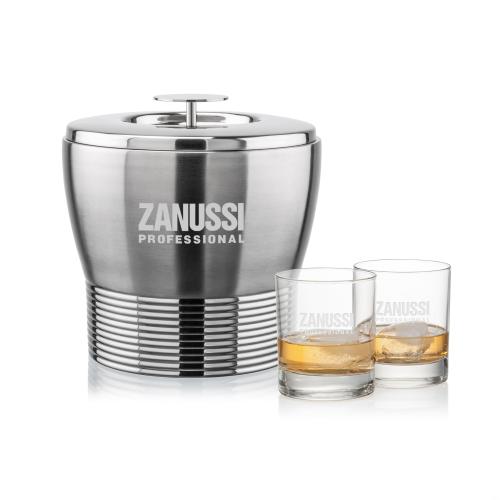 Corporate Gifts - Barware - Ice Buckets - Genoa Ice Bucket & Chelsea On-the-Rocks Set