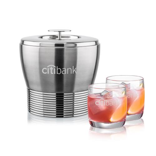 Corporate Gifts - Barware - Ice Buckets - Genoa Ice Bucket & Ritz On-the-Rocks Set