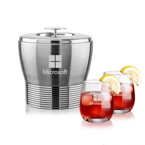 Corporate Gifts - Barware - Ice Buckets - Genoa Ice Bucket & Salem On-the-Rocks Set