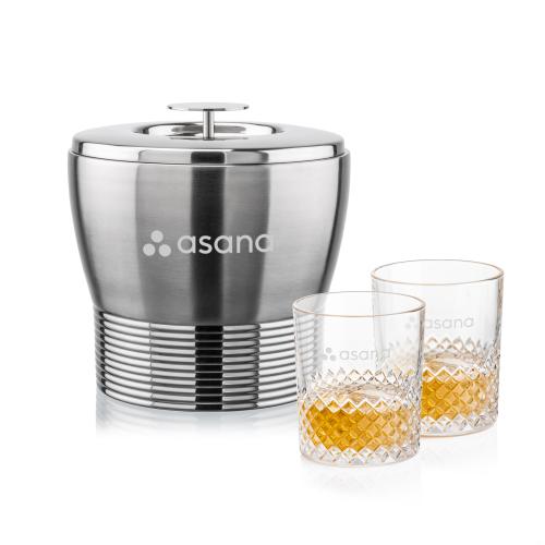 Corporate Gifts - Barware - Ice Buckets - Genoa Ice Bucket & Tacoma On-the-Rocks Set