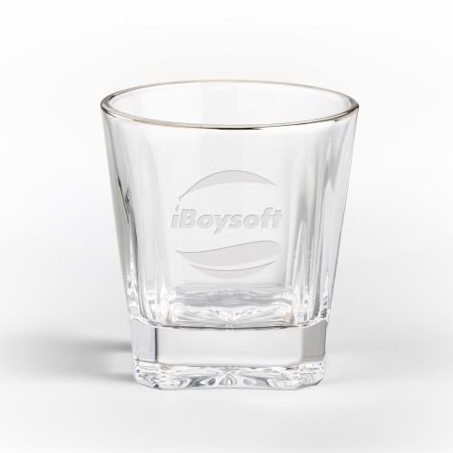 Corporate Gifts - Barware - On the Rocks Glasses - Santana Silver Rim OTR - Deep Etch