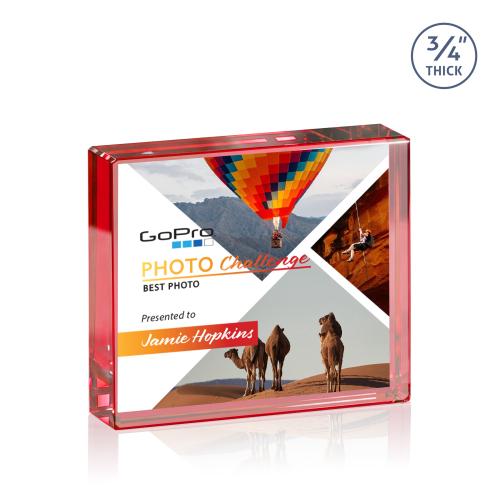 Awards and Trophies - Full Color Imprint - Verona Full Color Paperweight - Red