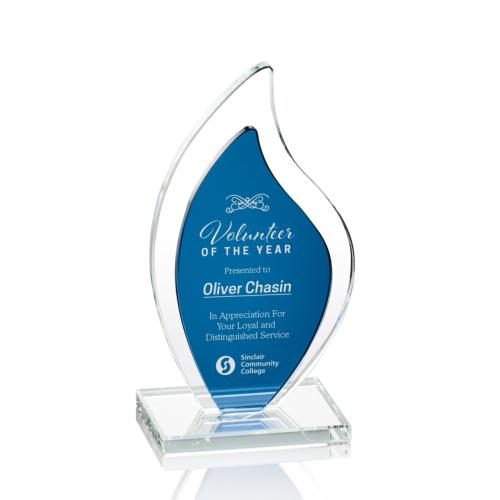 Awards and Trophies - Crystal Awards - Flamingo Blue Flame Crystal Award