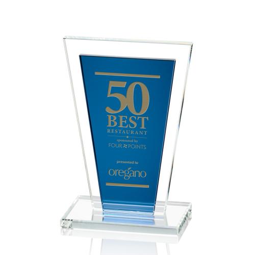 Awards and Trophies - Crystal Awards - Heckel Blue Rectangle Crystal Award
