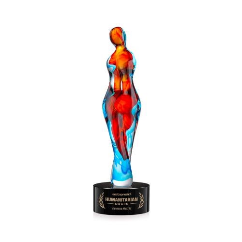 Awards and Trophies - Crystal Awards - Glass Awards - Venus Black on Marvel Base Glass Award