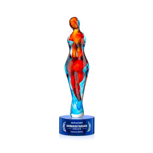 Awards and Trophies - Crystal Awards - Glass Awards - Venus Blue on Marvel Base Glass Award