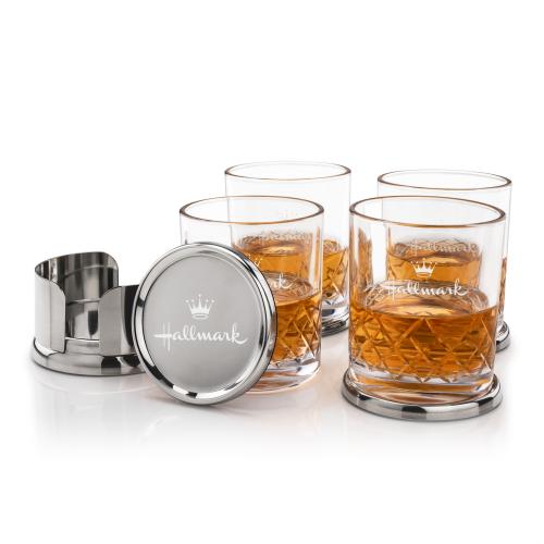 Corporate Gifts - Barware - Gift Sets - Baldoni Coasters & Heceta On-the-Rocks Set