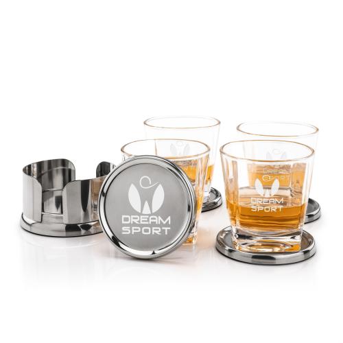 Corporate Gifts - Barware - Gift Sets - Baldoni Coasters & Kansas On-the-Rocks Set
