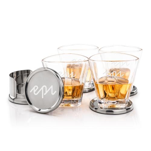 Corporate Gifts - Barware - Gift Sets - Baldoni Coasters & Millwood On-the-Rocks Set