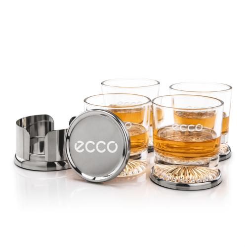 Corporate Gifts - Barware - Gift Sets - Baldoni Coasters & Romford On-the-Rocks Set