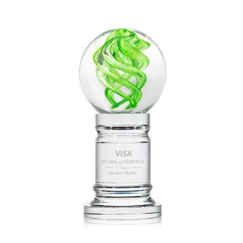 Awards and Trophies - Crystal Awards - Glass Awards - Vortex Clear on Colverstone Base Globe Glass Award