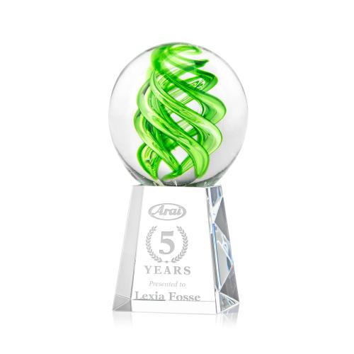 Awards and Trophies - Crystal Awards - Glass Awards - Vortex Clear on Celestina Base Globe Glass Award