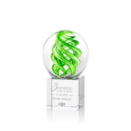 Awards and Trophies - Crystal Awards - Glass Awards - Vortex Clear on Granby Base Globe Glass Award
