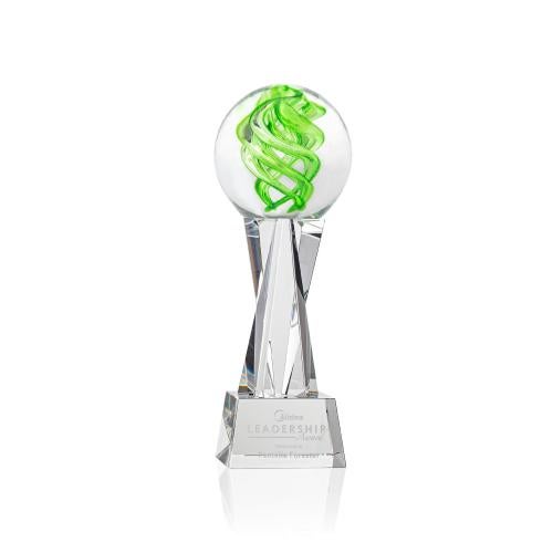 Awards and Trophies - Crystal Awards - Glass Awards - Vortex Clear on Grafton Base Globe Glass Award