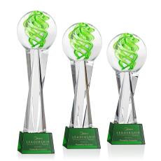 Vortex Green on Grafton Base Globe Glass Award - Awards and Trophies