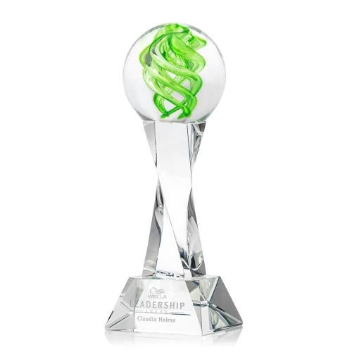 Awards and Trophies - Crystal Awards - Glass Awards - Vortex Clear on Langport Base Globe Glass Award