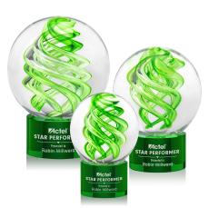 Vortex Green on Marvel Base Globe Glass Award - Glass Awards