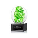 Vortex Black on Square Marble Base Globe Glass Award