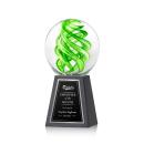Vortex Black on Tall Marble Base Globe Glass Award