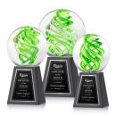 Vortex Black on Tall Marble Base Globe Glass Award