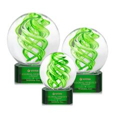 Vortex Green on Paragon Base Globe Glass Award - Glass Awards