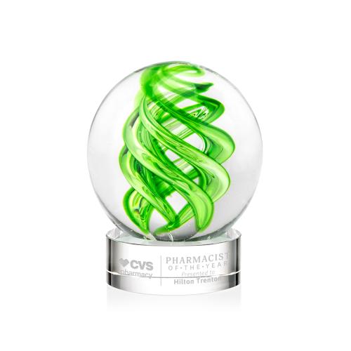 Awards and Trophies - Crystal Awards - Glass Awards - Vortex Clear on Stanrrich Base Globe Glass Award
