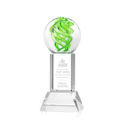 Awards and Trophies - Crystal Awards - Glass Awards - Vortex Clear on Stowe Base Globe Glass Award
