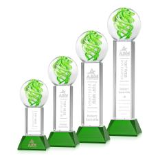 Vortex Green on Stowe Base Globe Glass Award - Glass Awards