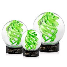 Vortex Black on Stanrrich Base Globe Glass Award - Glass Awards