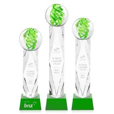 Vortex Green on Toscana Base Globe Glass Award - Glass Awards