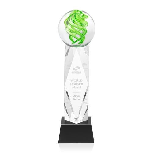 Awards and Trophies - Crystal Awards - Glass Awards - Vortex Black on Toscana Base Globe Glass Award