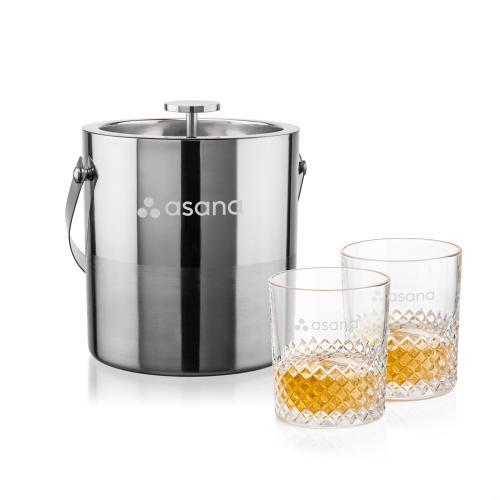 Corporate Gifts - Barware - Gift Sets - Catania Ice Bucket & Tacoma On-the-Rocks Set