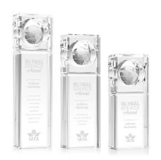 Waterloo Globe Rectangle Crystal Award - Awards and Trophies