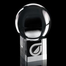 Optical Sphere Globe on Cube Base Crystal Award - Awards and Trophies