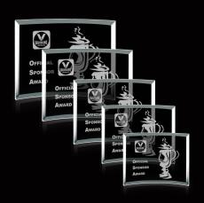 Curved Bevel Jade Rectangle Glass Award - Glass Awards