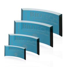 Crescent Teal Crescent Glass Award - Crystal Awards