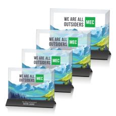 Rainsworth Full Color Black/Horizontal Rectangle Crystal Award - Awards and Trophies