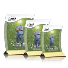 Dominga Full Color Gold Rectangle Crystal Award - Awards and Trophies